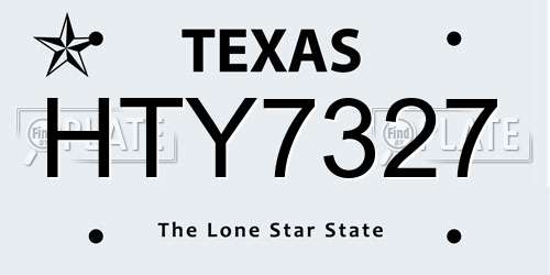 HTY7327 Texas License Plate
