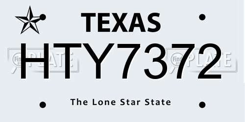 HTY7372 Texas License Plate