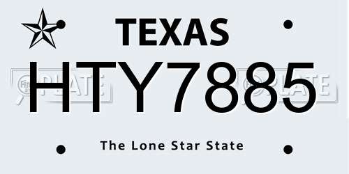 HTY7885 Texas License Plate