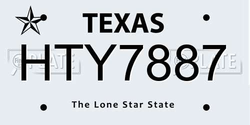 HTY7887 Texas License Plate