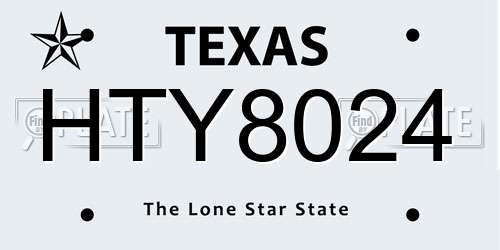 HTY8024 Texas License Plate
