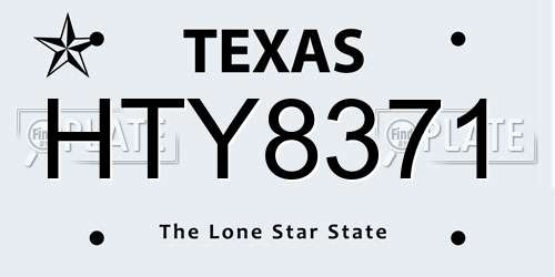 HTY8371 Texas License Plate
