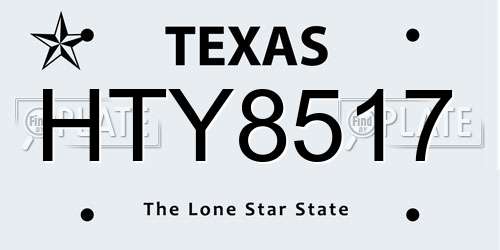 HTY8517 Texas License Plate
