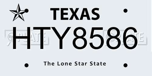 HTY8586 Texas License Plate