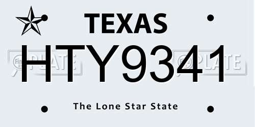 HTY9341 Texas License Plate