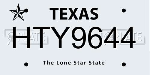 HTY9644 Texas License Plate