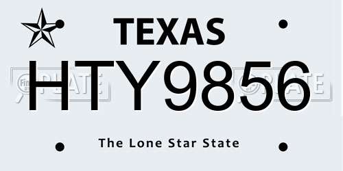 HTY9856 Texas License Plate
