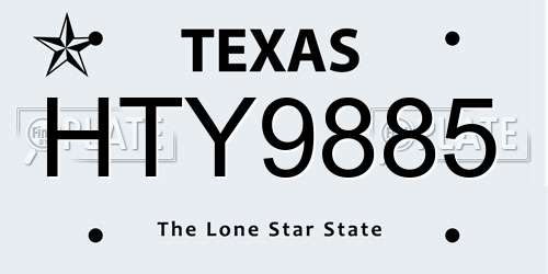 HTY9885 Texas License Plate