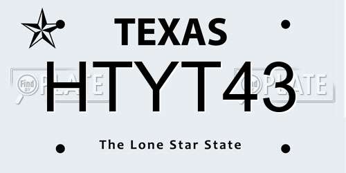 HTYT43 Texas License Plate