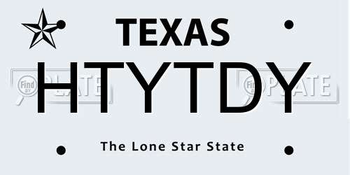 HTYTDY Texas License Plate