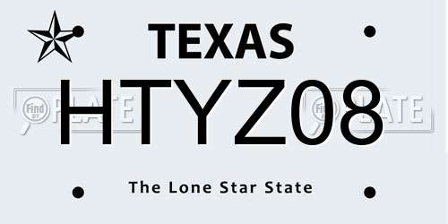 HTYZ08 Texas License Plate