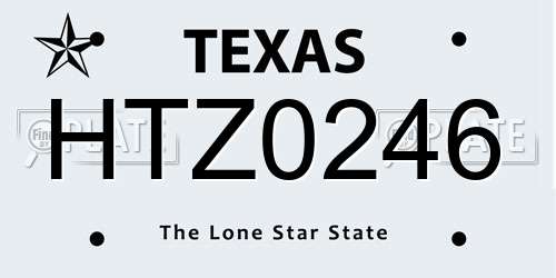 HTZ0246 Texas License Plate