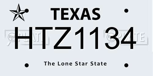 HTZ1134 Texas License Plate