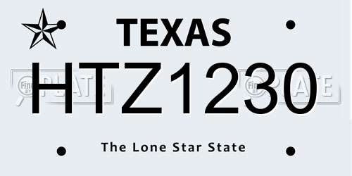 HTZ1230 Texas License Plate