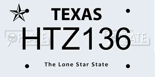HTZ136 Texas License Plate