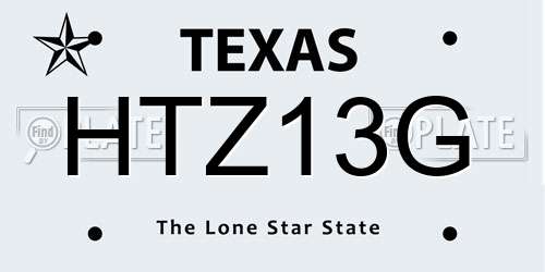 HTZ13G Texas License Plate