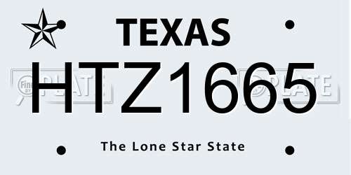 HTZ1665 Texas License Plate