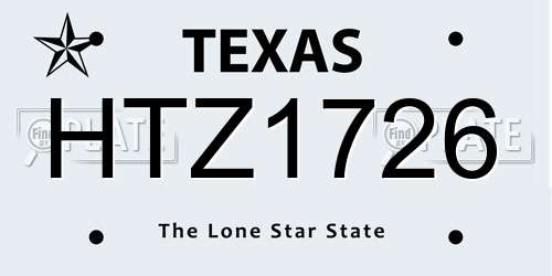 HTZ1726 Texas License Plate