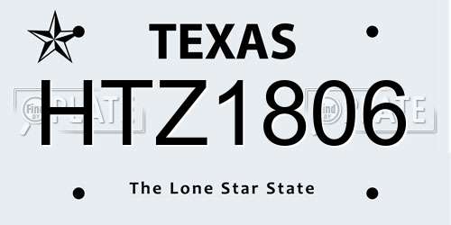 HTZ1806 Texas License Plate
