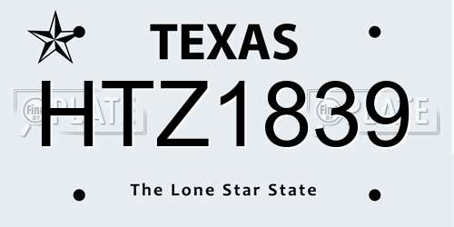 HTZ1839 Texas License Plate