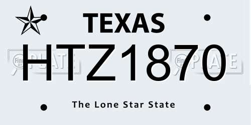 HTZ1870 Texas License Plate