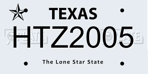 HTZ2005 Texas License Plate
