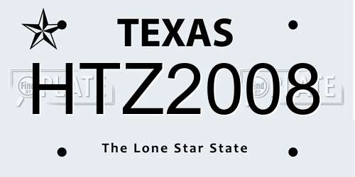 HTZ2008 Texas License Plate