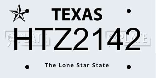 HTZ2142 Texas License Plate