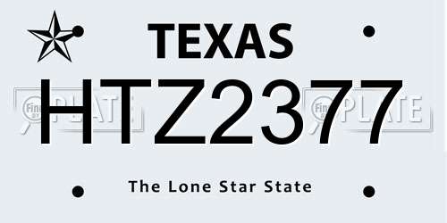 HTZ2377 Texas License Plate