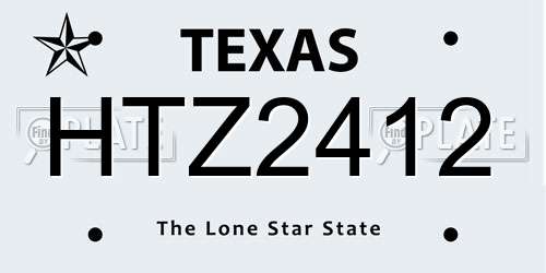HTZ2412 Texas License Plate