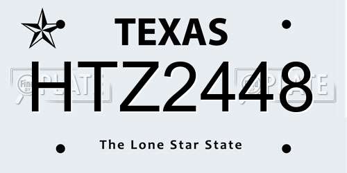HTZ2448 Texas License Plate
