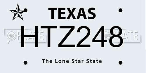 HTZ248 Texas License Plate