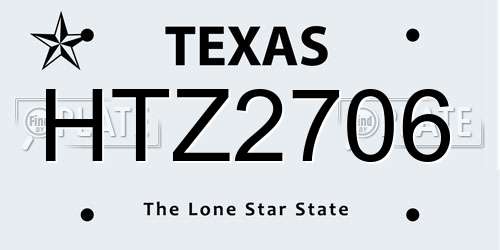HTZ2706 Texas License Plate