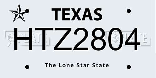 HTZ2804 Texas License Plate