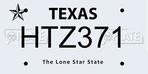 HTZ371 Texas License Plate