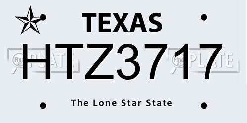 HTZ3717 Texas License Plate
