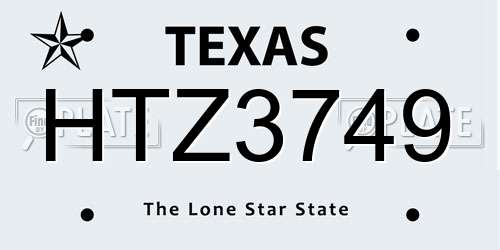 HTZ3749 Texas License Plate