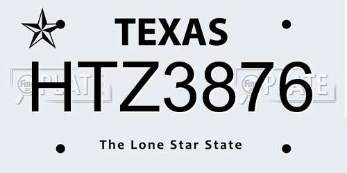 HTZ3876 Texas License Plate