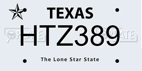 HTZ389 Texas License Plate
