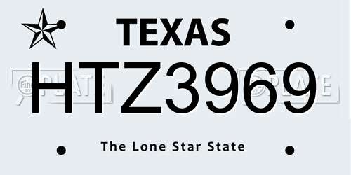 HTZ3969 Texas License Plate