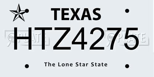 HTZ4275 Texas License Plate