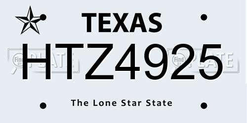 HTZ4925 Texas License Plate