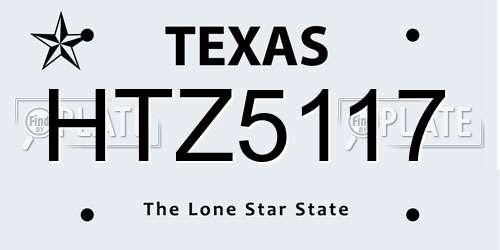 HTZ5117 Texas License Plate