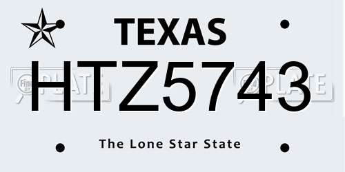 HTZ5743 Texas License Plate