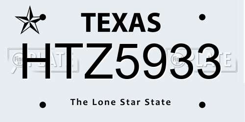 HTZ5933 Texas License Plate