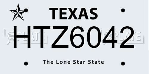 HTZ6042 Texas License Plate