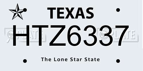 HTZ6337 Texas License Plate