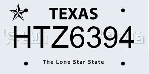 HTZ6394 Texas License Plate