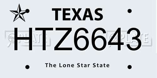 HTZ6643 Texas License Plate