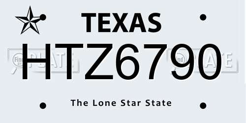 HTZ6790 Texas License Plate